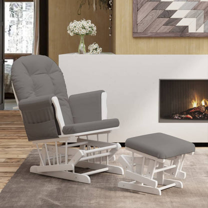 Sillón De Lactancia Con Taburete Tela Gris Claro