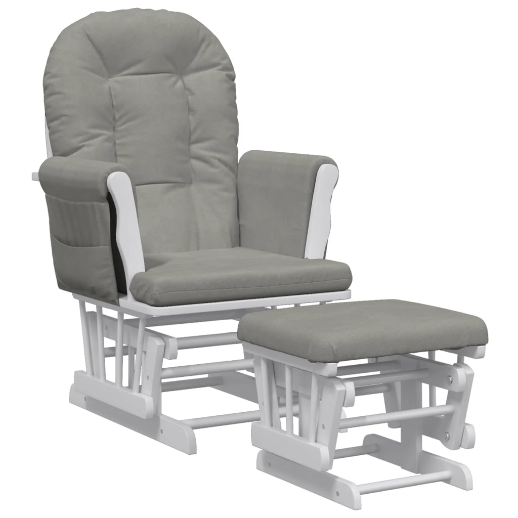 Sillón De Lactancia Con Taburete Tela Gris Claro