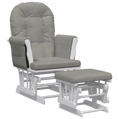 Sillón De Lactancia Con Taburete Tela Gris Claro