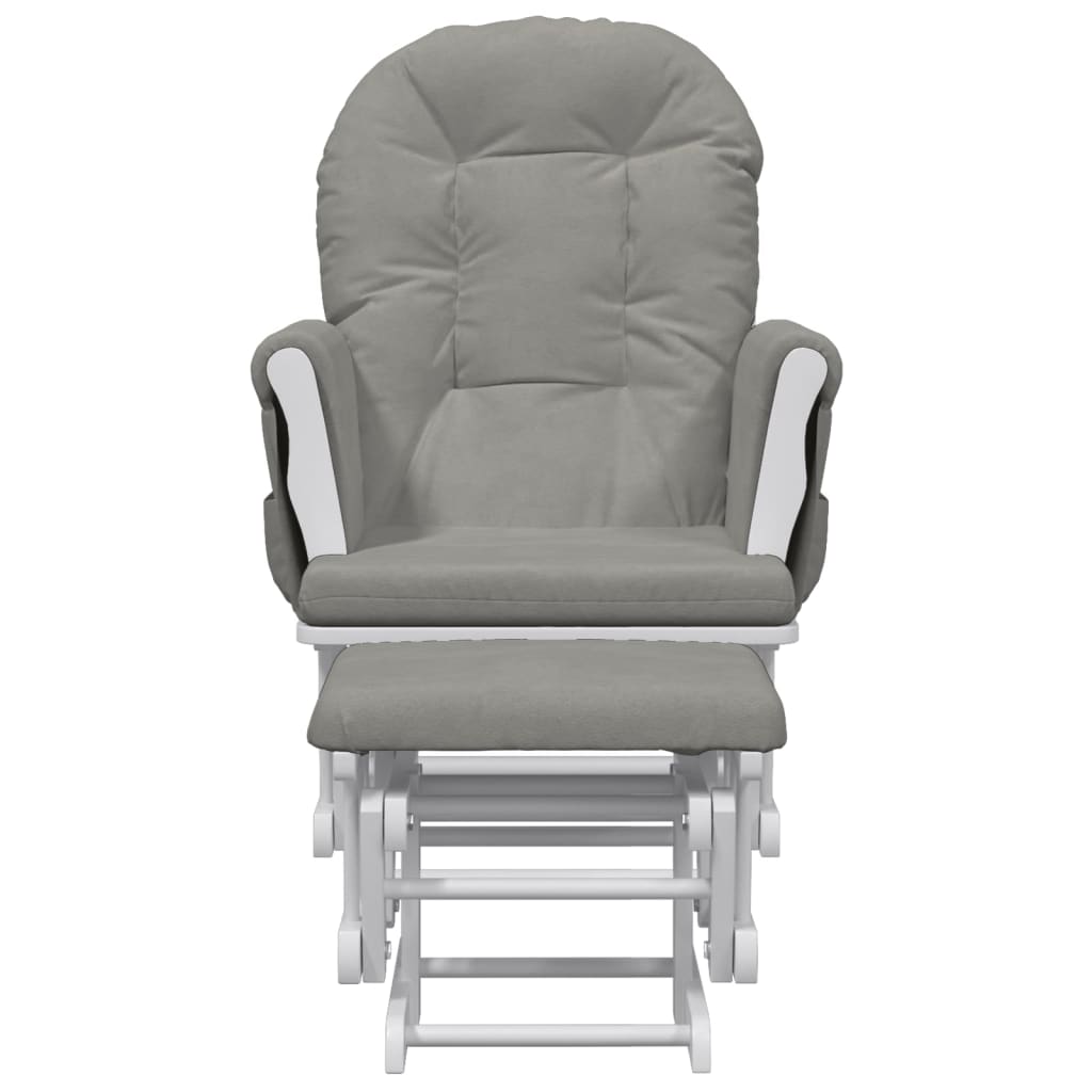 Sillón De Lactancia Con Taburete Tela Gris Claro