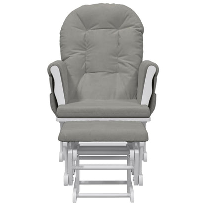 Sillón De Lactancia Con Taburete Tela Gris Claro