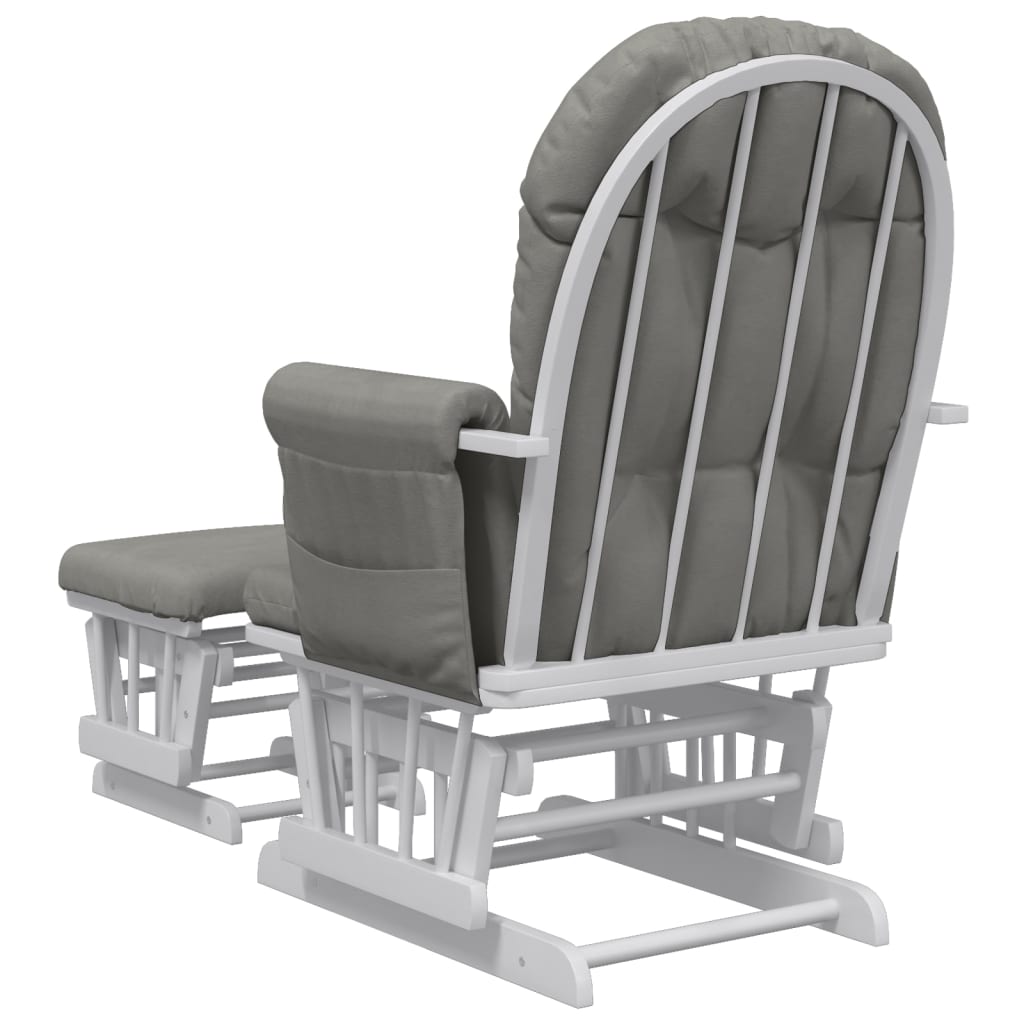 Sillón De Lactancia Con Taburete Tela Gris Claro