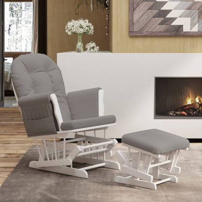 Sillón De Lactancia Con Taburete Tela Gris Claro