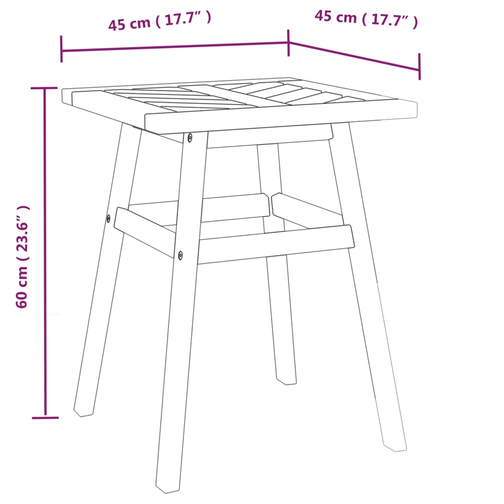Mesa Auxiliar Madera Maciza Acacia 45X45X60 Cm
