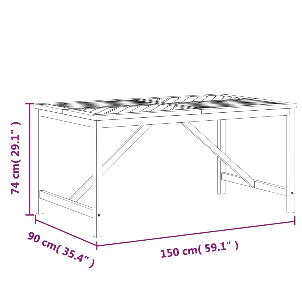 Mesa De Comedor De Jardín Madera Maciza De Acacia