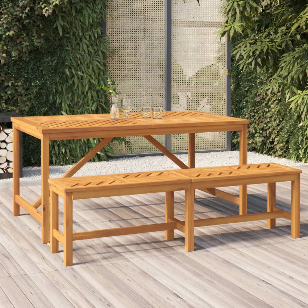 Mesa De Comedor De Jardín Madera Maciza De Acacia