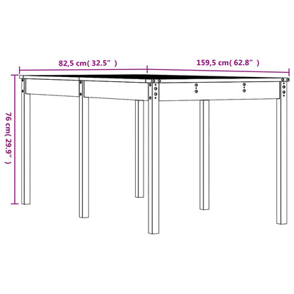 Mesa De Jardín Madera Maciza De Pino 159,5X82,5X76 Cm