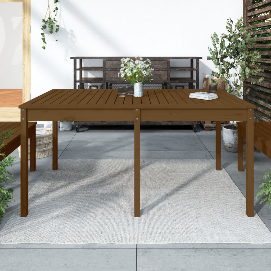 Mesa De Jardín Madera Maciza De Pino 159,5X82,5X76 Cm