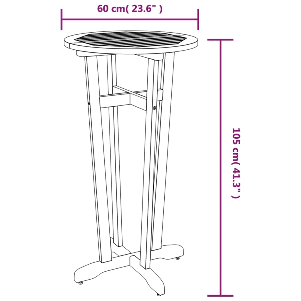 Mesa Alta De Jardín Madera Maciza De Acacia Ø60X105 Cm