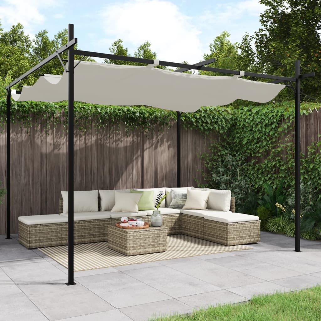 Pérgola Con Cubierta Retráctil Gris Taupe