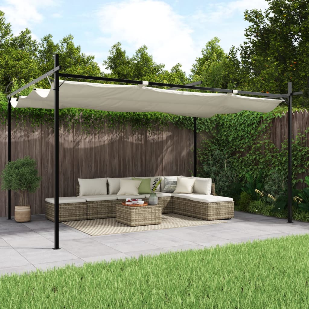 Pérgola Con Cubierta Retráctil Gris Taupe
