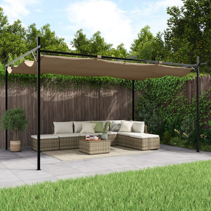 Pérgola Con Cubierta Retráctil Gris Taupe