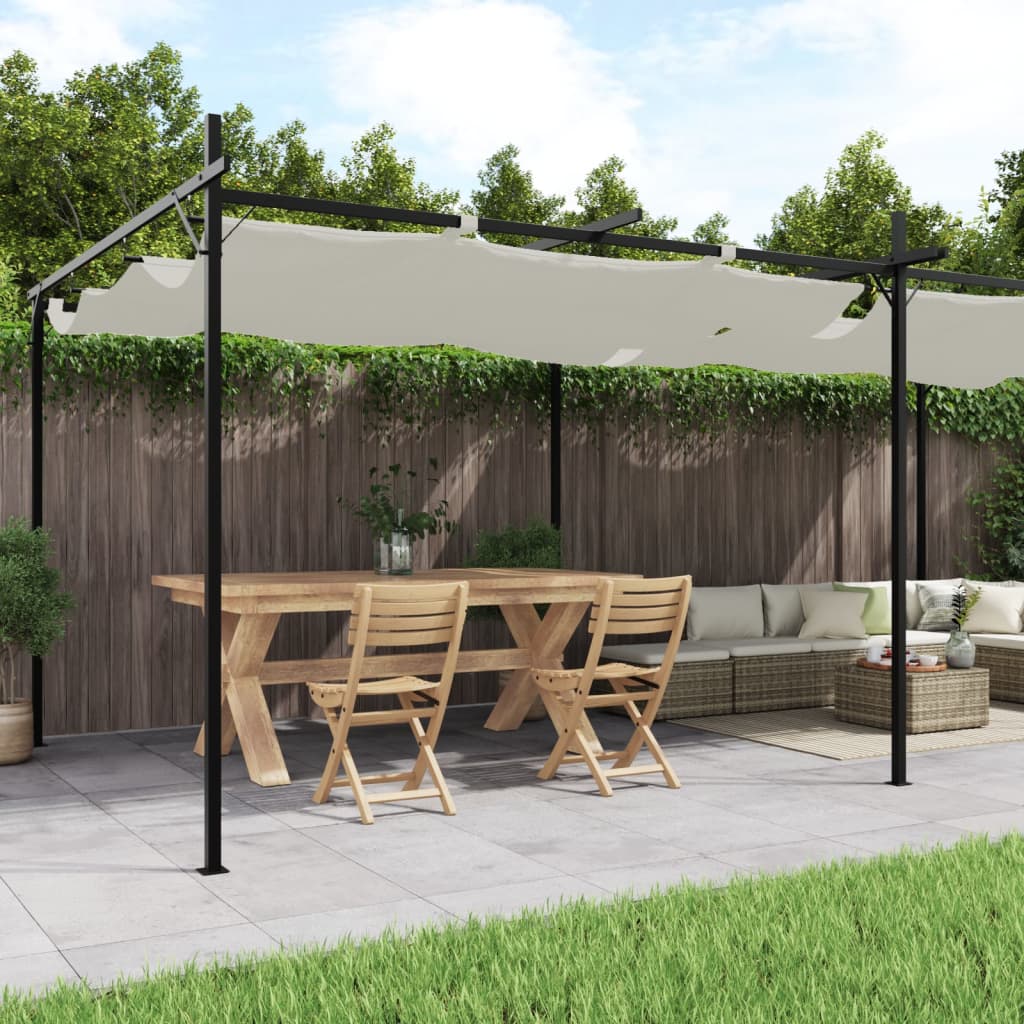Pérgola Con Cubierta Retráctil Gris Taupe
