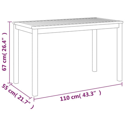Mesa De Jardín Madera Maciza De Acacia 110X55X67 Cm