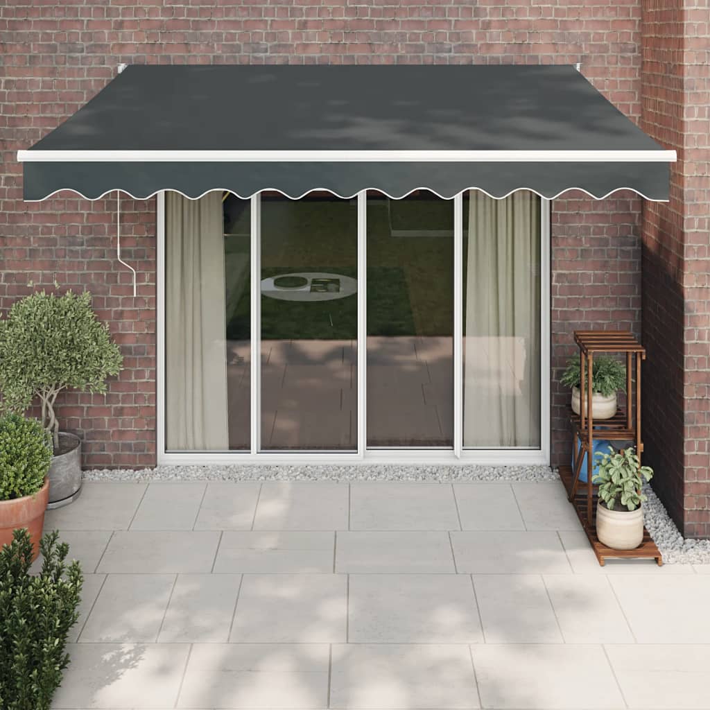 Toldo Retráctil Aluminio Y Tela Gris Antracita