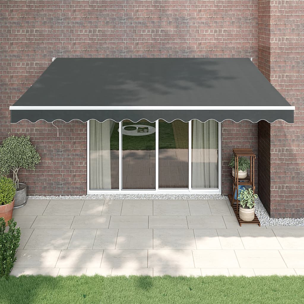 Toldo Retráctil Aluminio Y Tela Gris Antracita