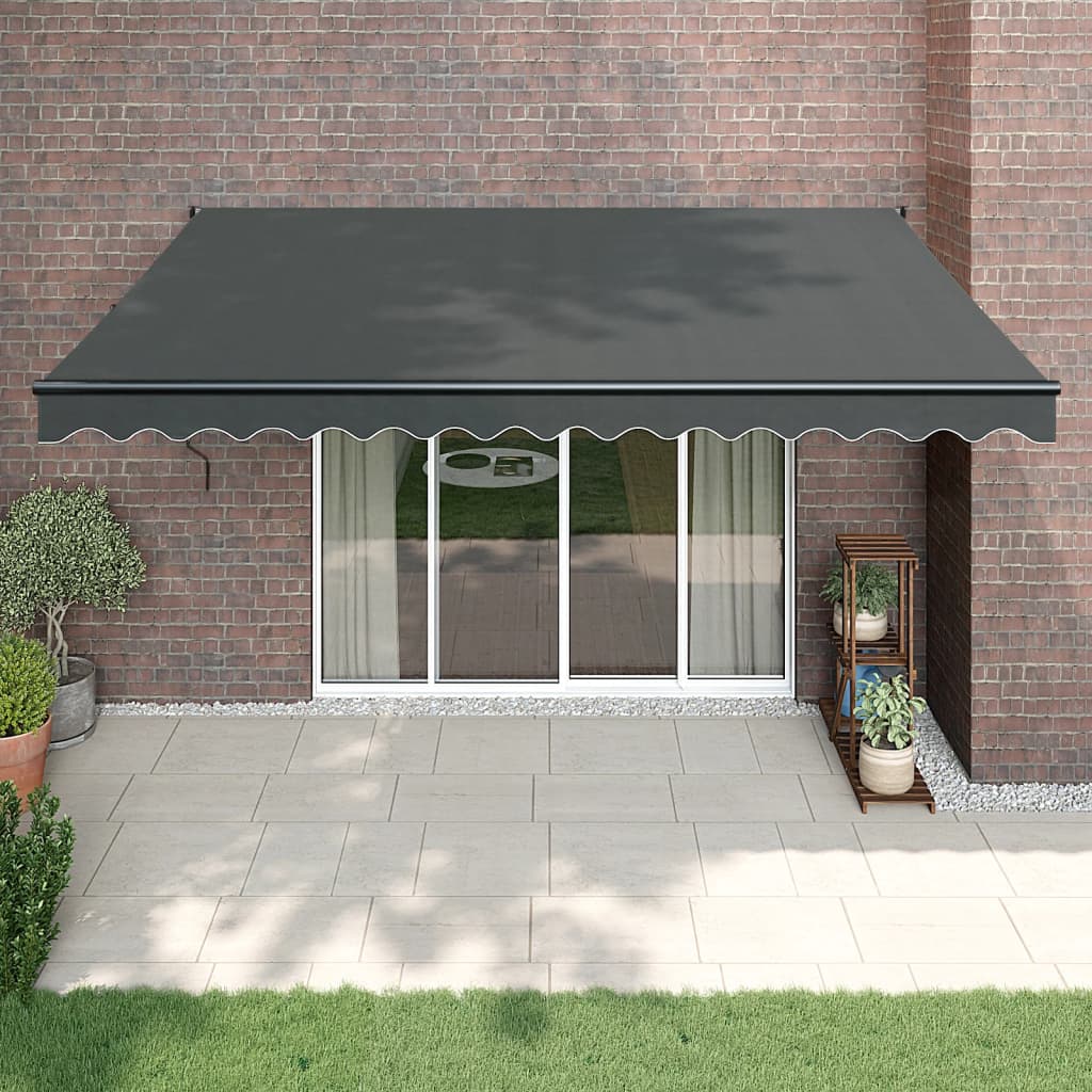 Toldo Retráctil Aluminio Y Tela Gris Antracita