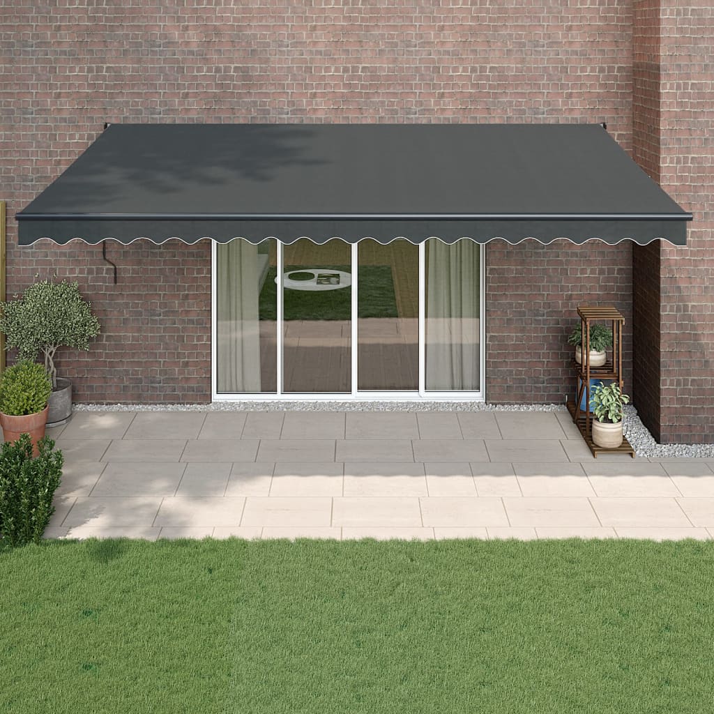 Toldo Retráctil Aluminio Y Tela Gris Antracita