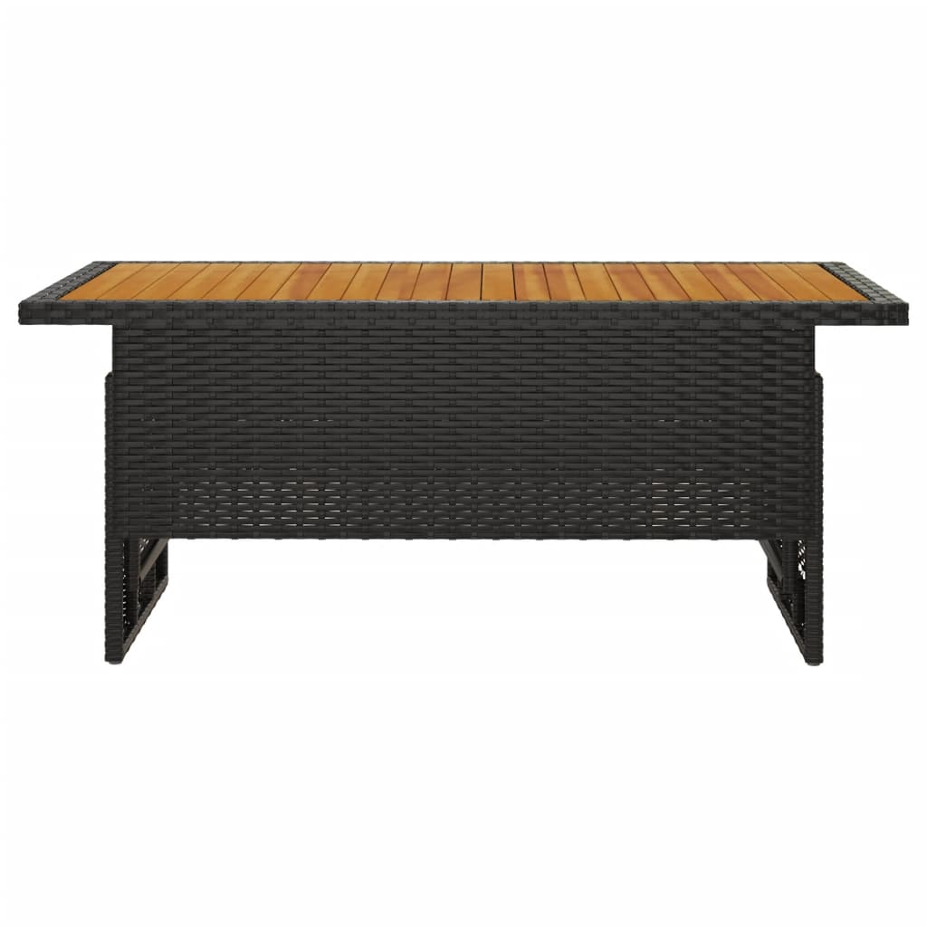 Mesa Jardín Negra 100X50X43/63 Cm Madera Maciza Acacia Y Ratán