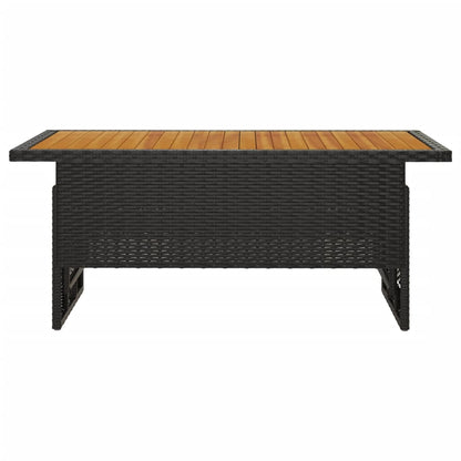 Mesa Jardín Negra 100X50X43/63 Cm Madera Maciza Acacia Y Ratán