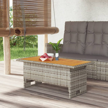Mesa Jardín Negra 100X50X43/63 Cm Madera Maciza Acacia Y Ratán
