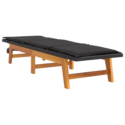 Tumbona Con Mesa Ratán Sintético Y Madera Maciza De Acacia