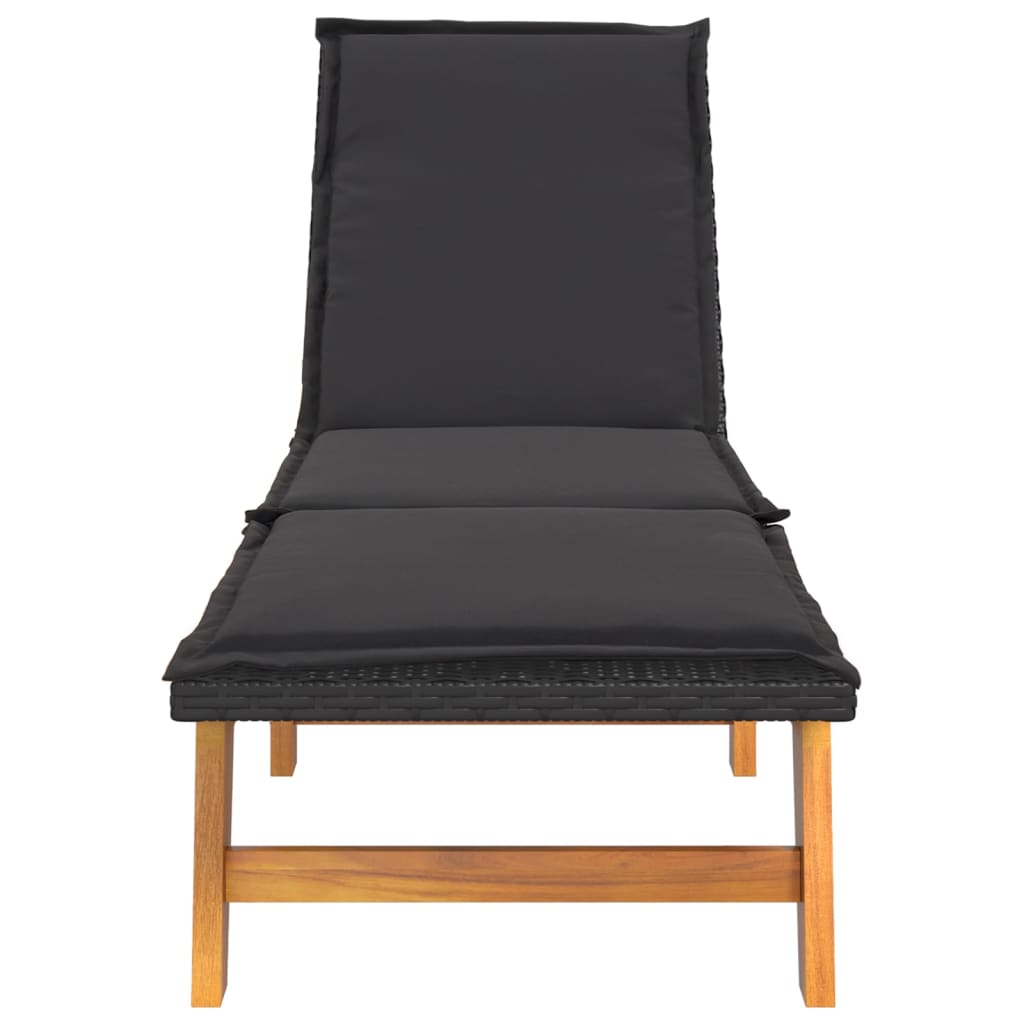 Tumbona Con Mesa Ratán Sintético Y Madera Maciza De Acacia