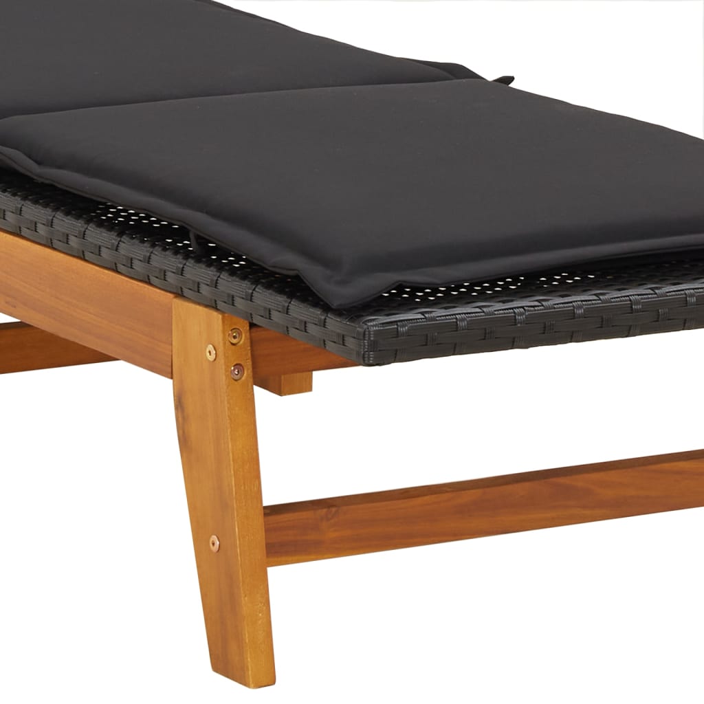 Tumbona Con Mesa Ratán Sintético Y Madera Maciza De Acacia