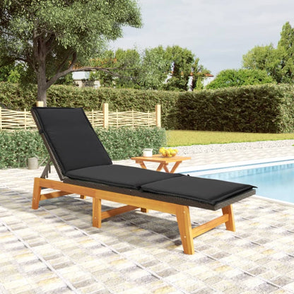 Tumbona Con Mesa Ratán Sintético Y Madera Maciza De Acacia