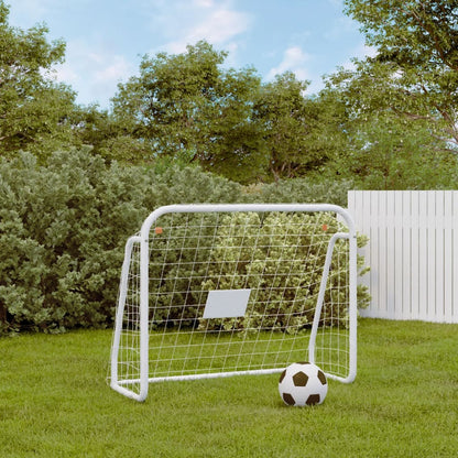 Portería De Fútbol Con Red Acero Y Poliéster Blanco 125X96X60Cm