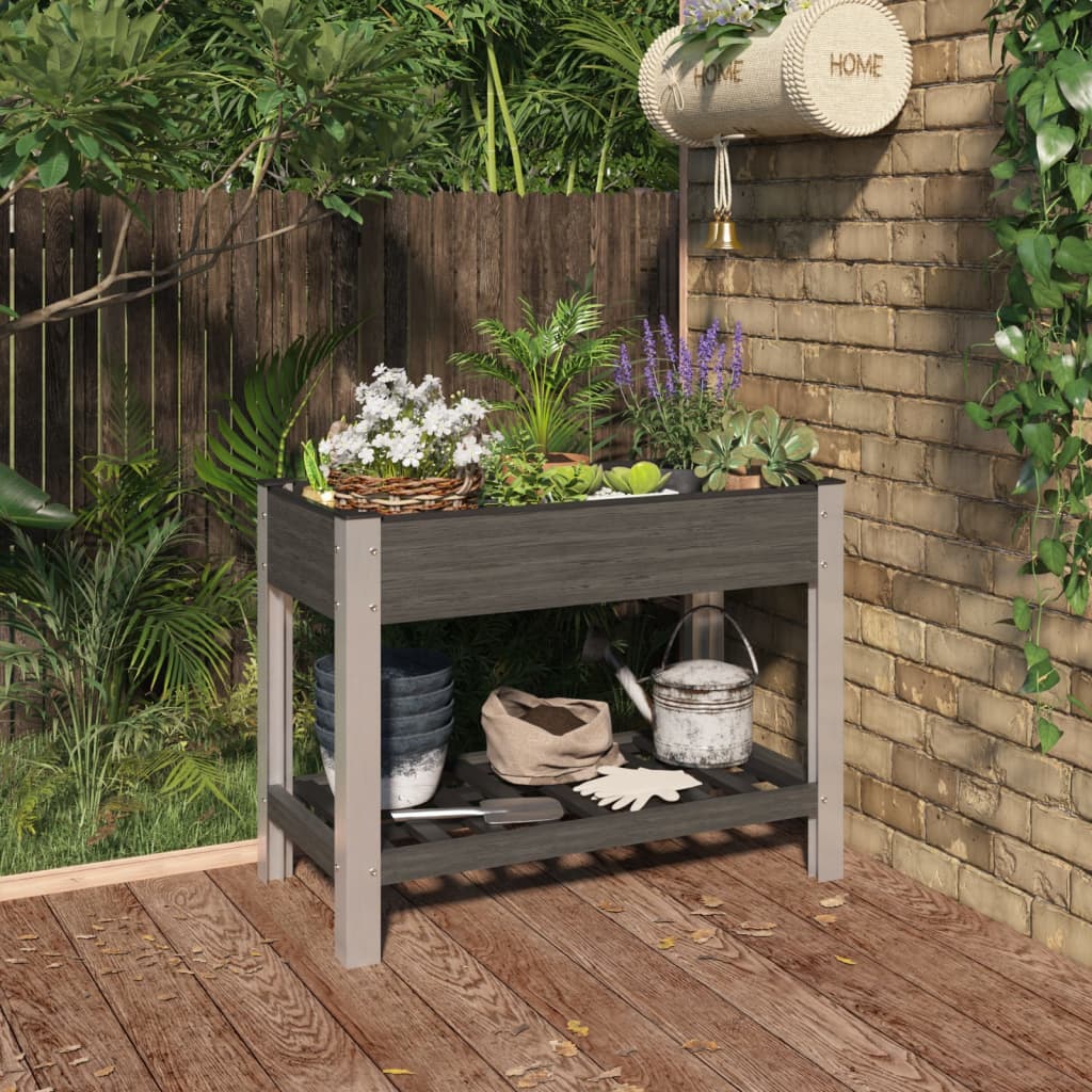 Mesa De Cultivo Para Jardín Con Estante Wpc Gris