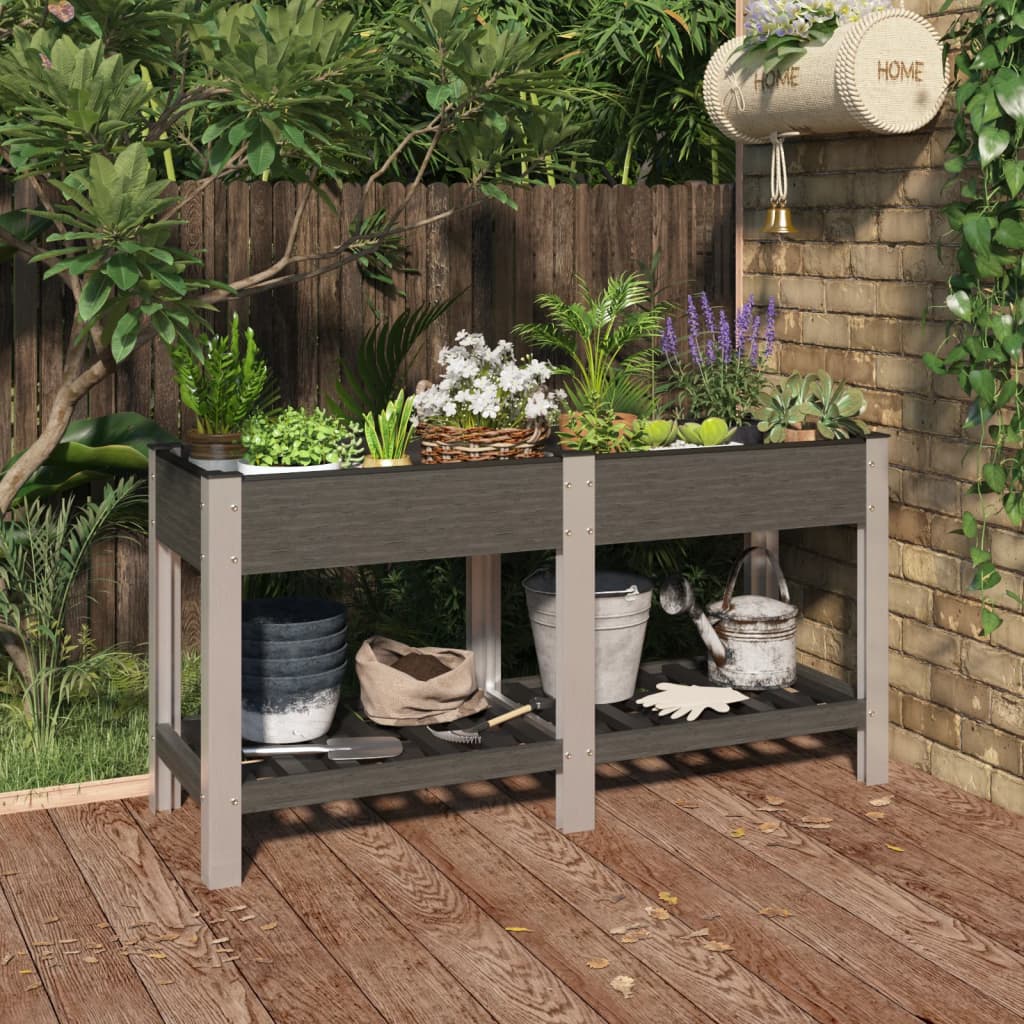 Mesa De Cultivo Para Jardín Con Estante Wpc Gris