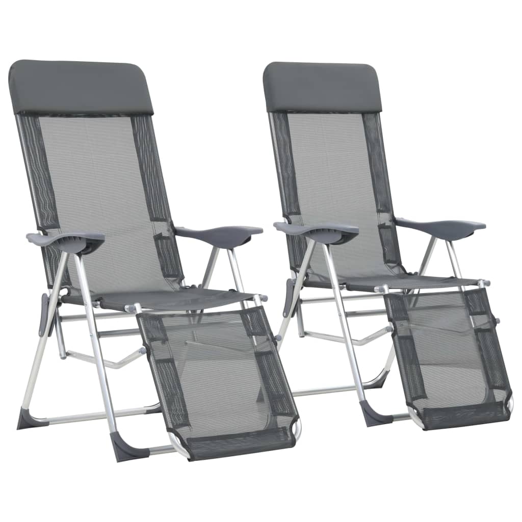 Sillas De Camping Plegables Con Reposapiés 2 Uds Textilene