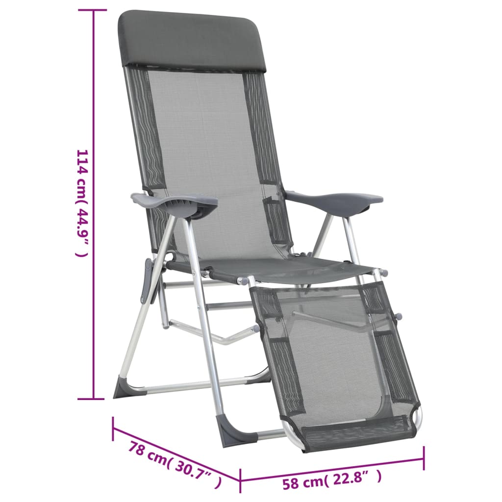 Sillas De Camping Plegables Con Reposapiés 2 Uds Textilene