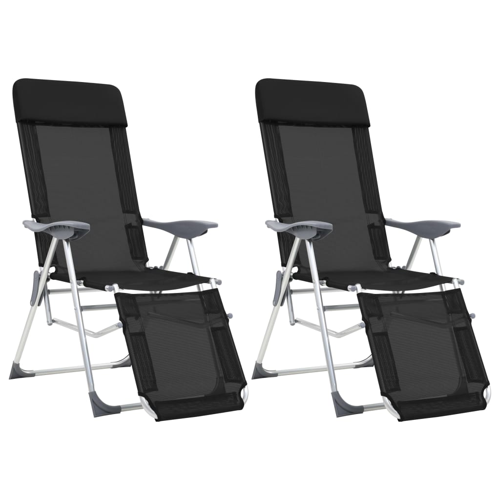 Sillas De Camping Plegables Con Reposapiés 2 Uds Textilene