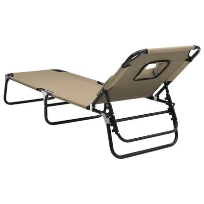 Tumbona Plegable Acero Recubrimiento En Polvo Tela Oxford Taupe