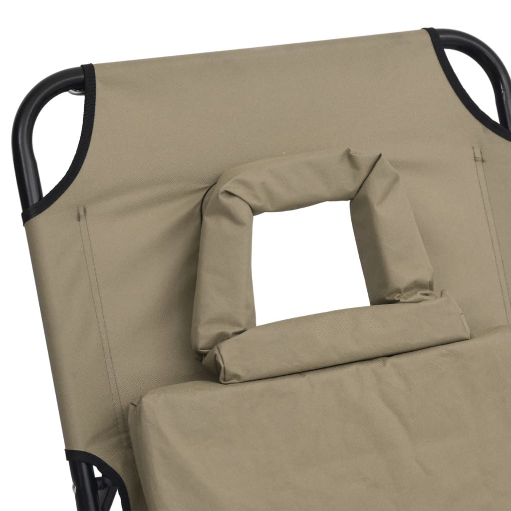Tumbona Plegable Acero Recubrimiento En Polvo Tela Oxford Taupe