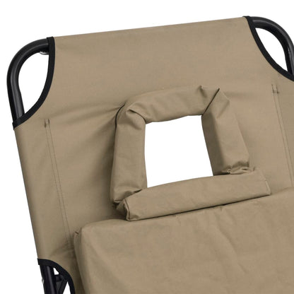 Tumbona Plegable Acero Recubrimiento En Polvo Tela Oxford Taupe