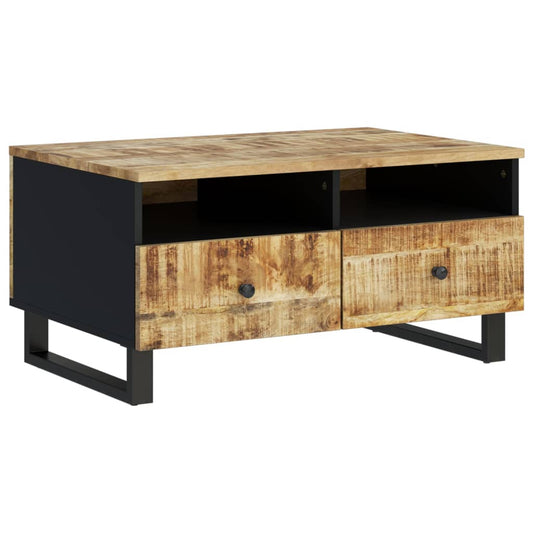 Mesa De Centro Madera Maciza Mango Y Contrachapada 80X54X40 Cm