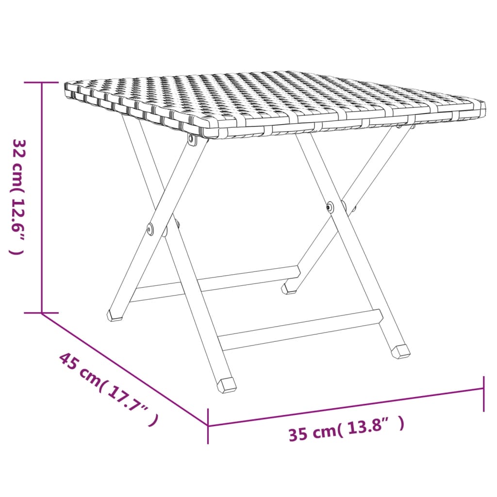 Mesa Plegable Ratán Sintético 45X35X32 Cm