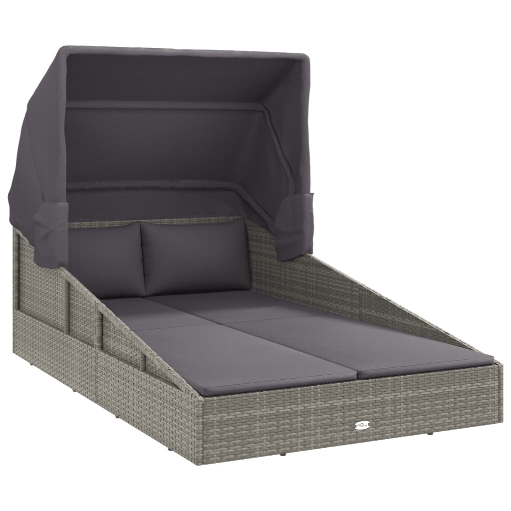 Tumbona Con Toldo Plegable Ratán Sintético 200X114X128 Cm