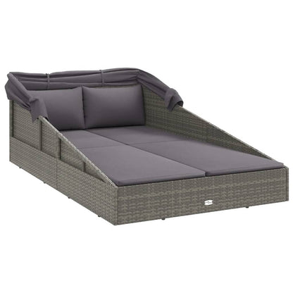 Tumbona Con Toldo Plegable Ratán Sintético 200X114X128 Cm
