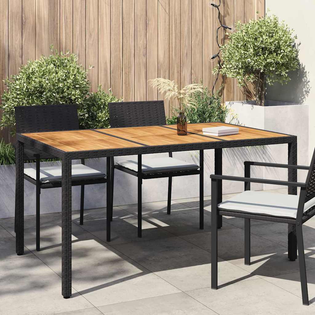 Mesa De Jardín Negro Ratán Sintético
