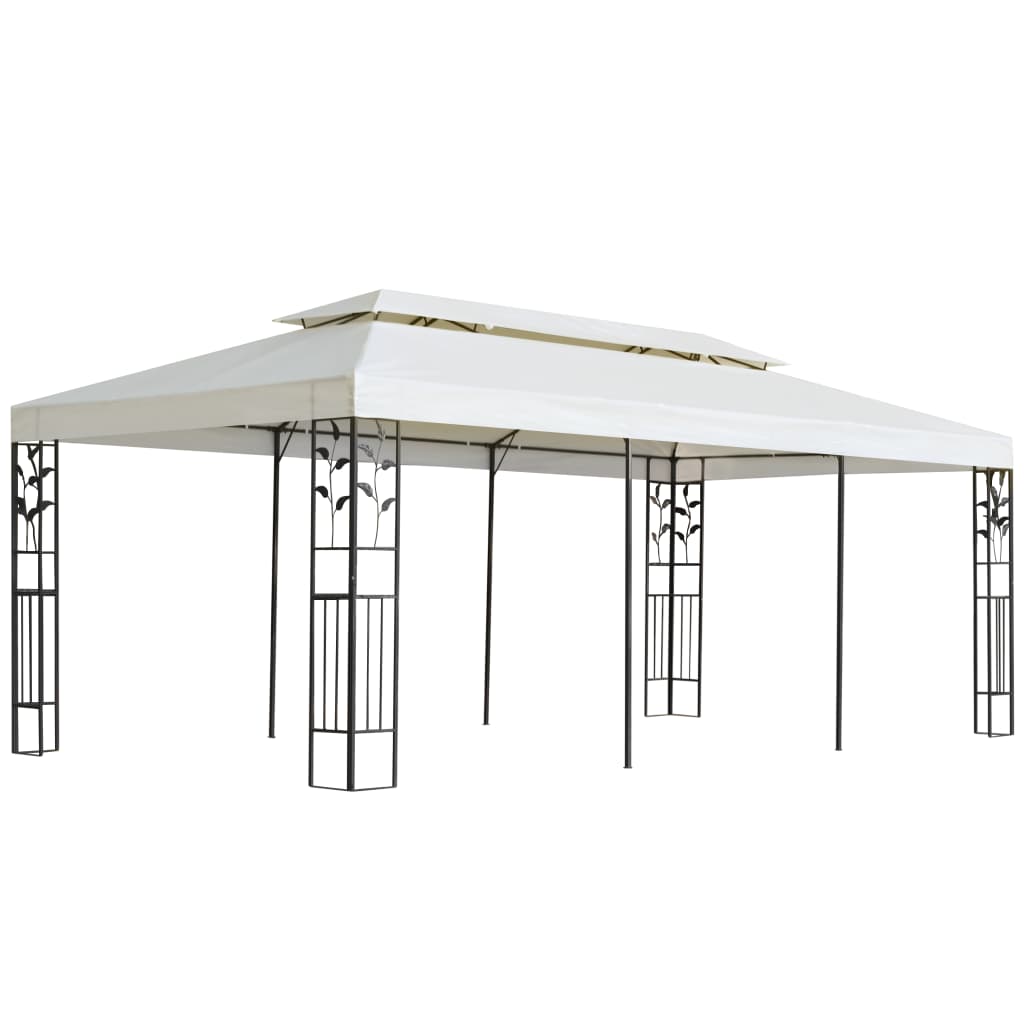 Cenador Con Doble Techo Acero Blanco 6X3 M