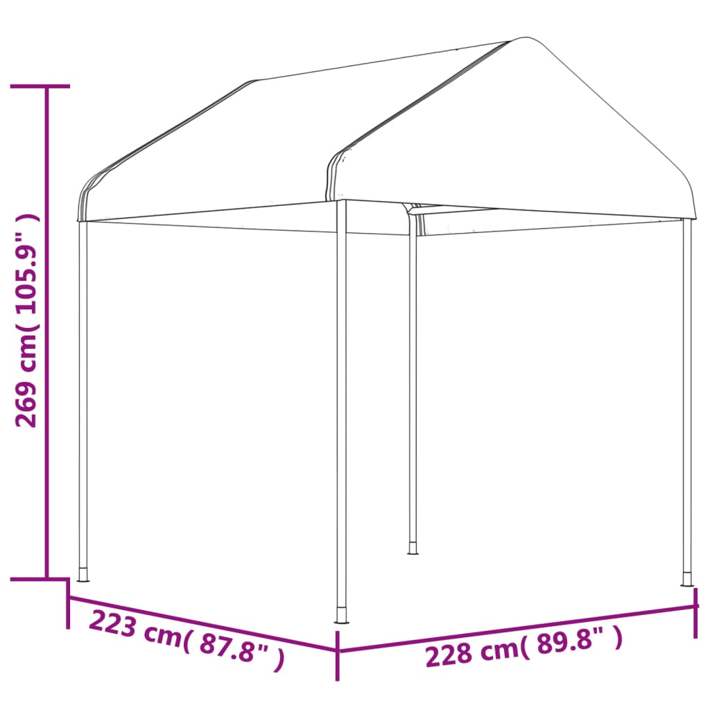 Cenador Con Techo Polietileno Blanco 2,28X2,23X2,69 M