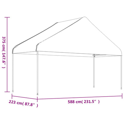 Cenador Con Techo Polietileno Blanco 5,88X2,23X3,75 M