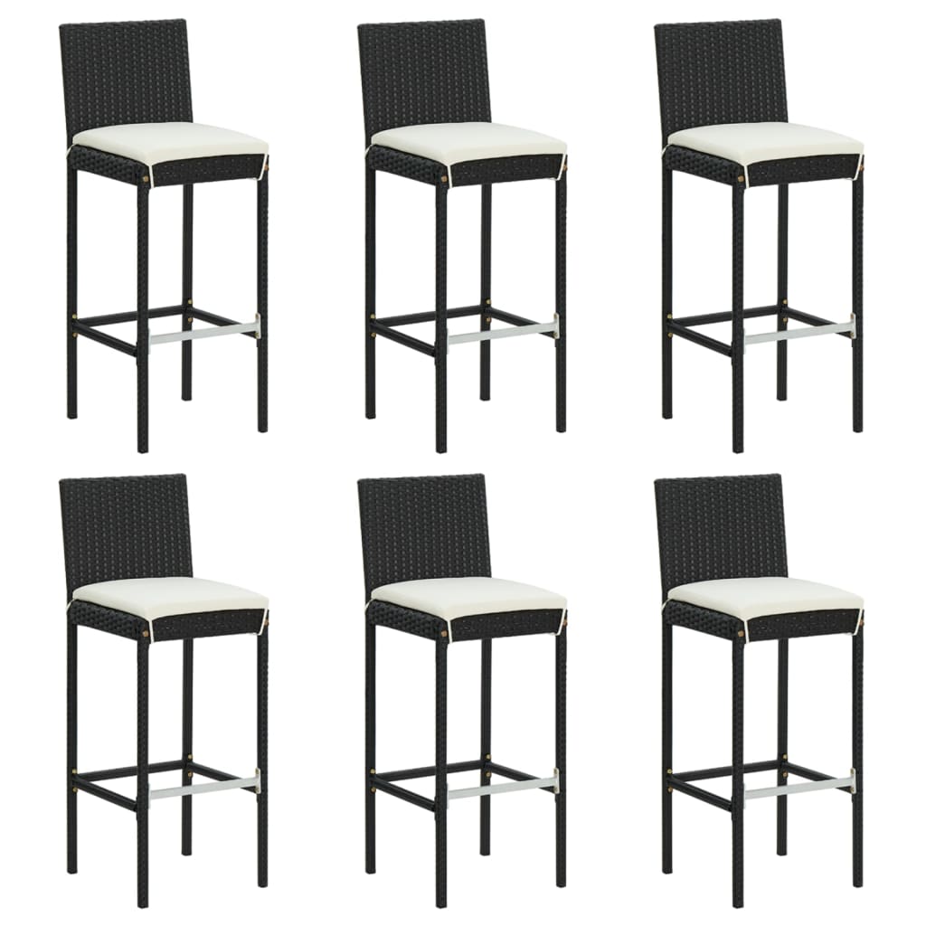 Taburetes De Cocina Con Cojines 6 Uds Ratán Sintético