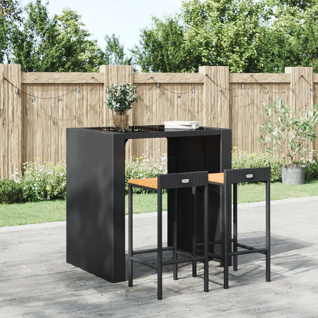 Taburetes Altos 2 Uds Madera De Acacia Y Ratán Sintético