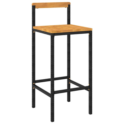 Taburetes Altos 2 Uds Madera De Acacia Y Ratán Sintético