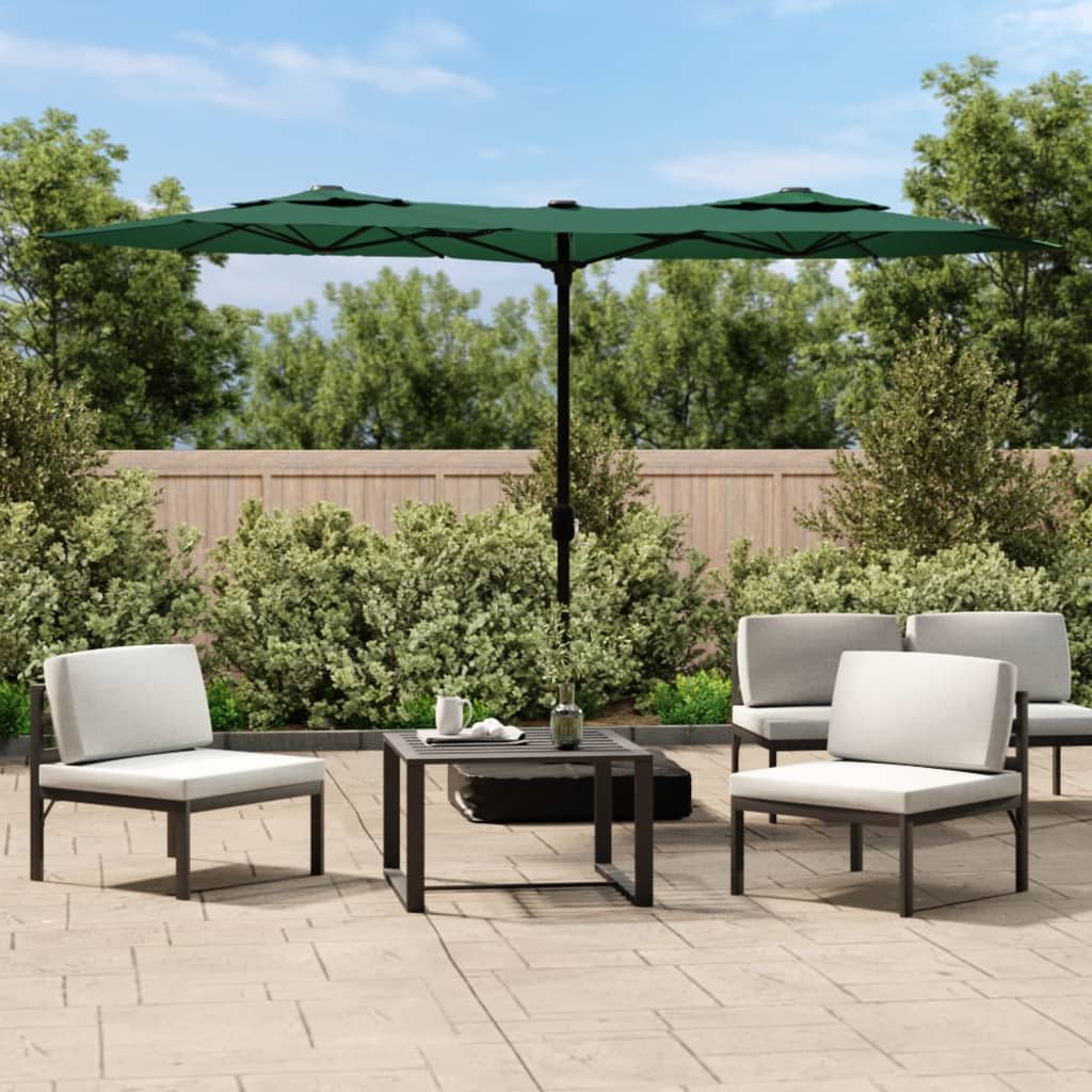 Sombrilla Doble De Jardín Blanco Gris Taupe 316X145 Cm